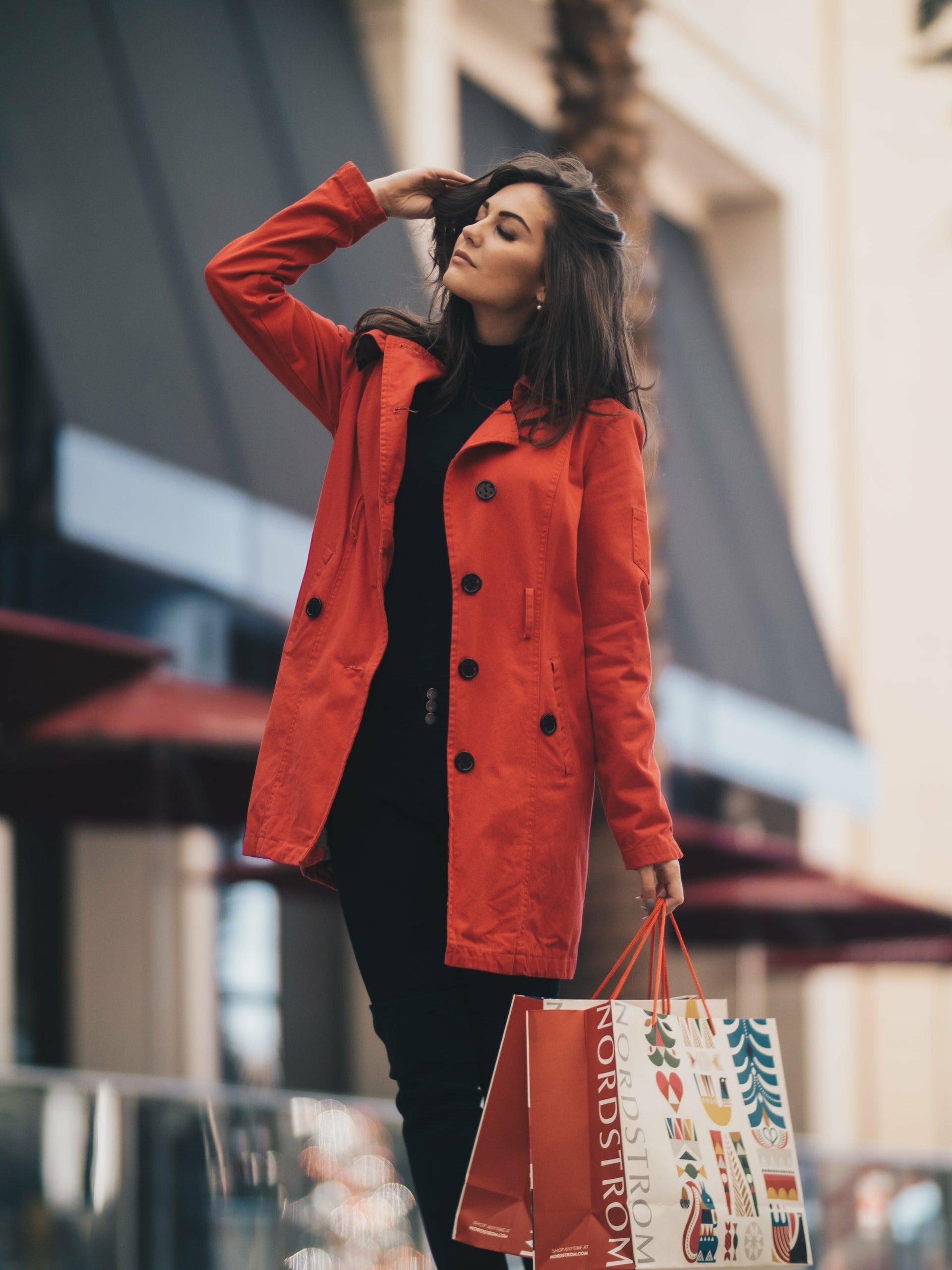 a person in a red coat