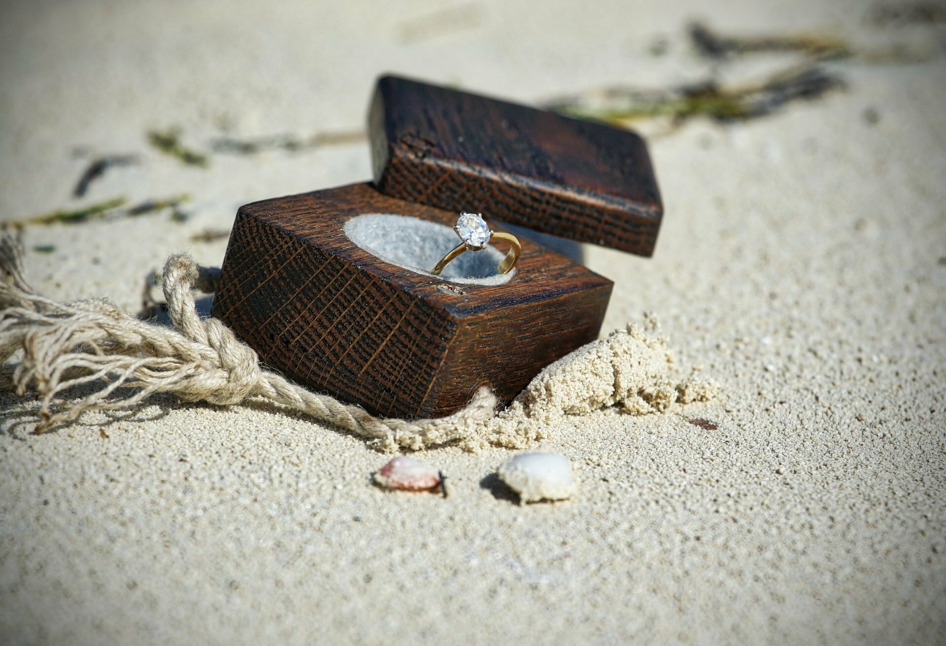 a small wooden box on the sand
