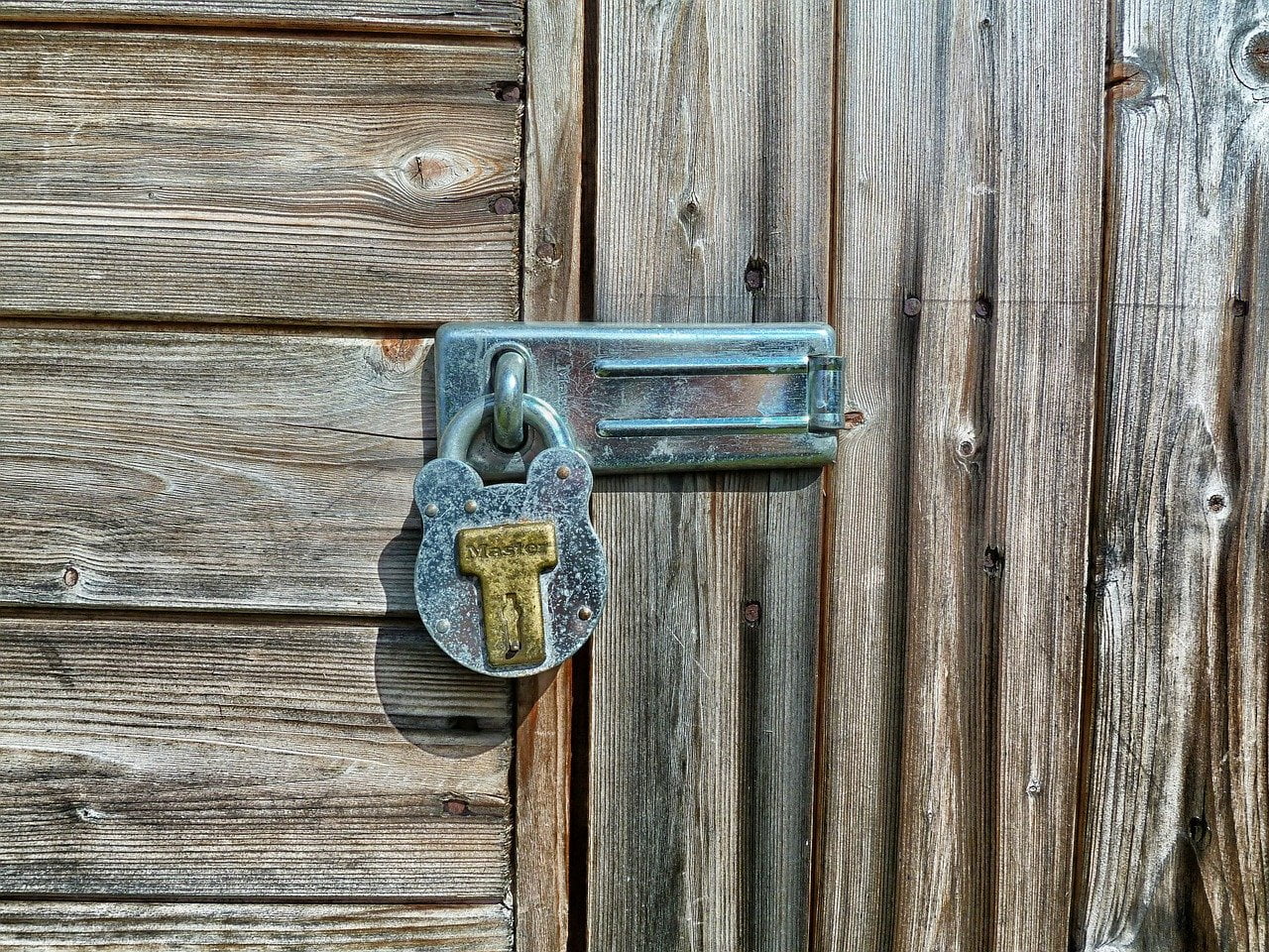 a door handle on a wooden door