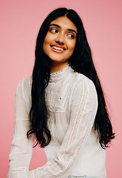 Neelam Gill with long hair